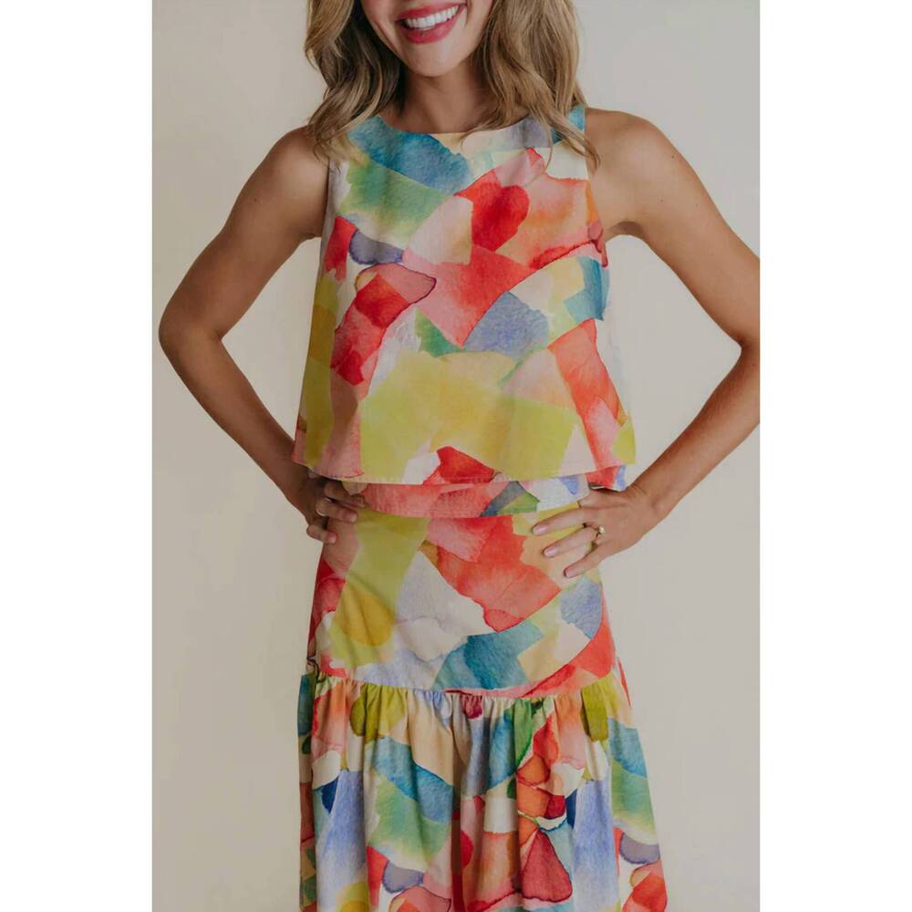 NEW LAROQUE june sleeveless blouse in toscano
